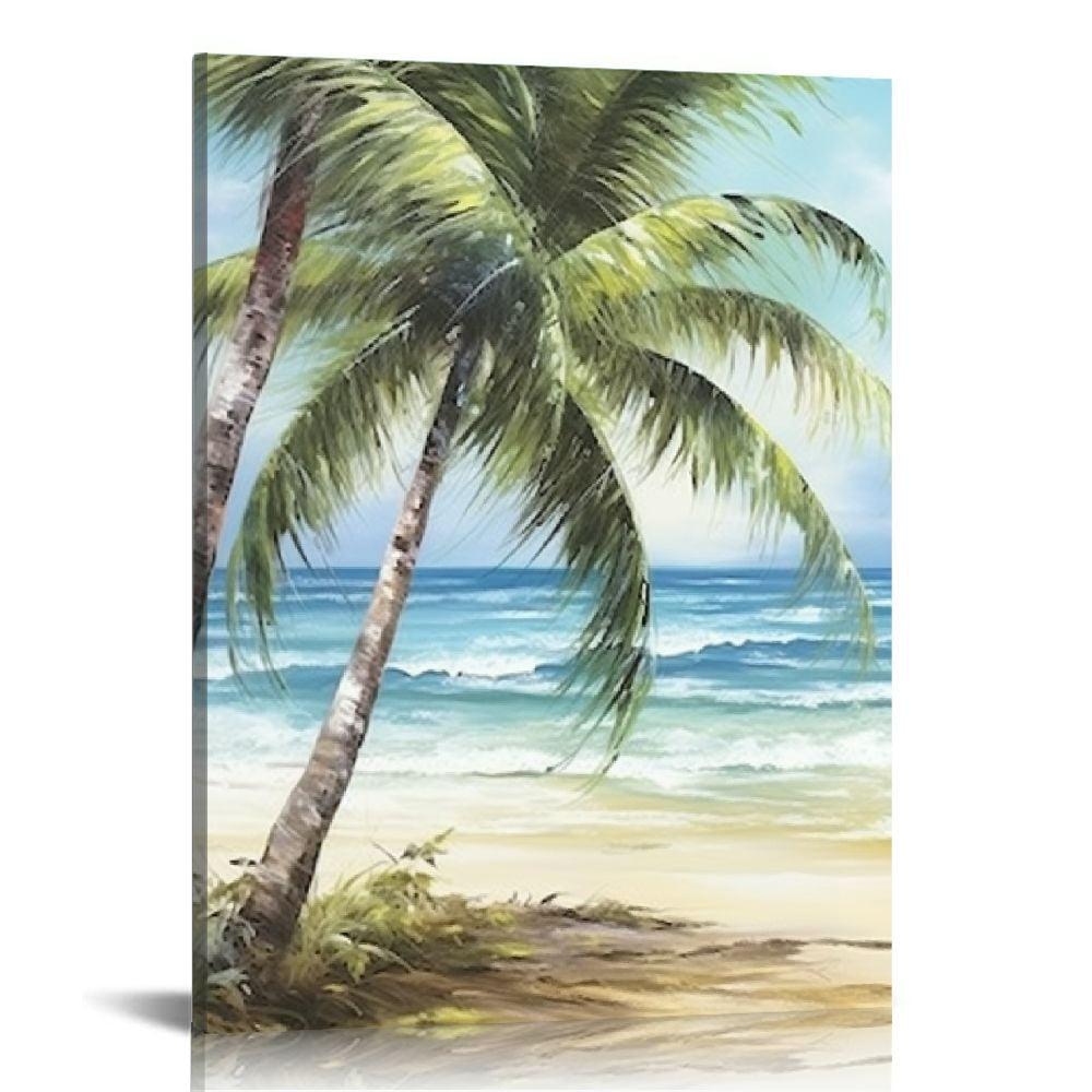 Nawypu Palm Trees Canvas Wall Art: Coastal Beach Picture Artwork Tropical  Ocean Scene Painting Abstract Seascape Print for Modern Living Room Bedroom  Bathroom 16x20 inch - Walmart.com, image size:1000x1000