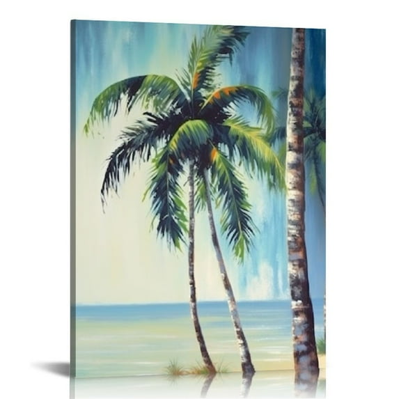 Nawypu Palm Tree Canvas Wall Art Nature Tropical Leaves Artwork for Home Rustic Abstract Paintings for Living Room Bedroom Bathroom Framed 