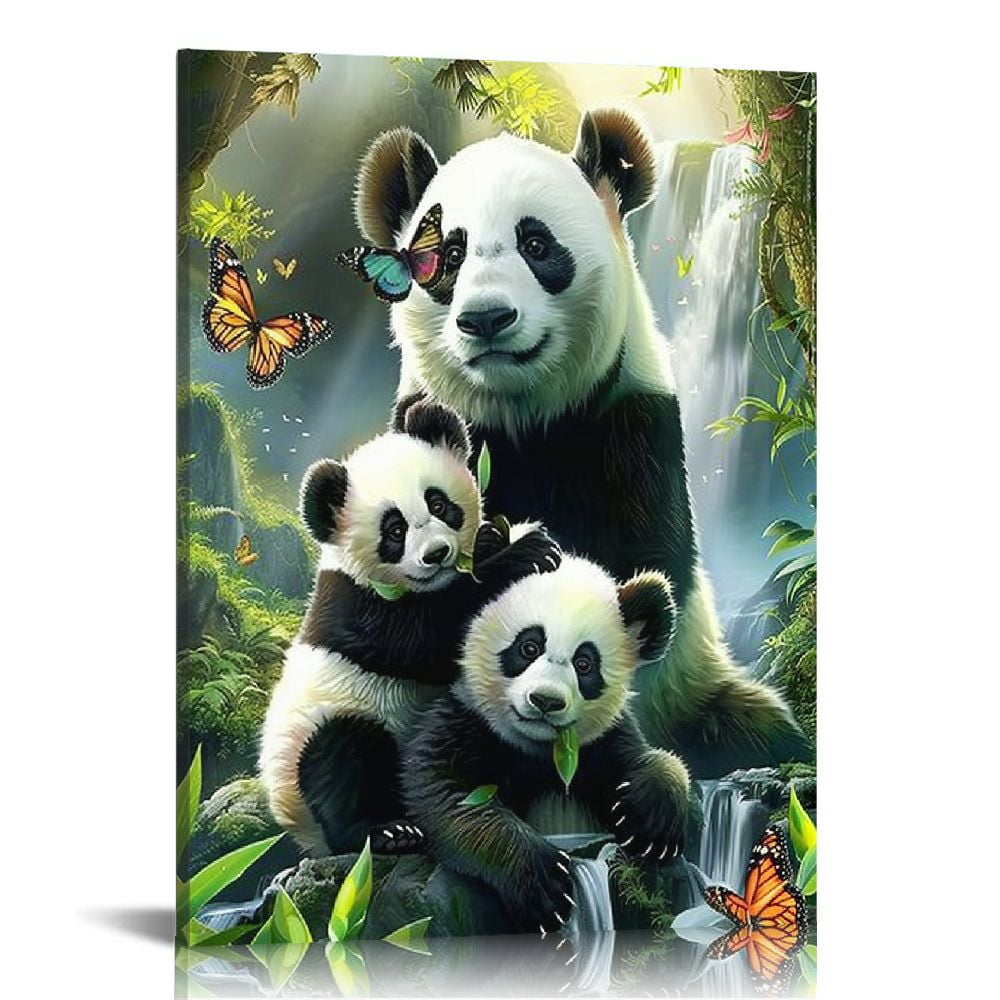 Nawypu Panda Wall Poster Art - Pandas - Vintage Painting Print Poster ...