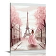 thumbnail image 1 of Nawypu  Paris Eiffel Tower Canvas Wall Decor Pink London Street View Painting Big Ben Tower Pictures Posters Modern Building Artwork for Home Office, 1 of 4