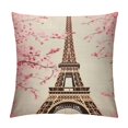 thumbnail image 1 of Nawypu Paris Eiffel Tower Cherry Blossoms Throw Pillow Covers Pillow Cover with Zipper Throw Pillow Cases Double Sided Plush Pillow Covers Decorative Throw Pillows Covers for Couch Living Room Bedroom, 1 of 5