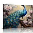 thumbnail image 1 of Nawypu  Peacock Canvas Wall Art Vintage Blue Peacock Standing on Flower Branch Picture Prints for Living Room Home Bedroom Decor Framed, 1 of 4