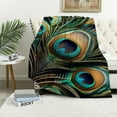 thumbnail image 1 of Nawypu Peacock Feather Blanket Lightweight Warm Sofa Bed Outdoor Flannel Throw Blankets in All Seasons Gifts, 1 of 6