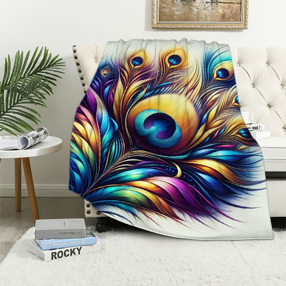 Nawypu Peacock Feathers Gifts Blanket for Women, Birthday Valentine's