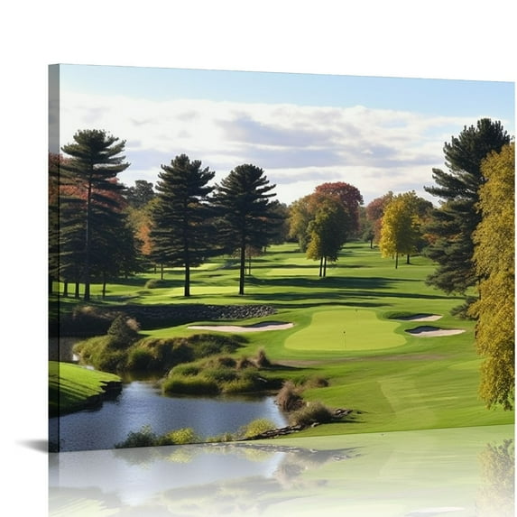 Nawypu Pebble Beach Golf Course Wall Art Canvas Artwork Gym Decor Nature Picture Landscape Picture Print Home Office Wall Decor Wall Hanging Decor