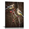 thumbnail image 1 of Nawypu Peek A Boo Cedar Waxwings Canvas Wall Art, 1 of 4
