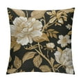 thumbnail image 1 of Nawypu  Peonies and Roses Throw Pillow Cover Gold and White Flower Leaves Foliage Berries Oriental Style Luxury Bloom Pillow Case Decorative Men Women Boy Girl Room Cushion Cover for Couch, 1 of 5