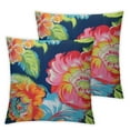 thumbnail image 1 of Nawypu  Peony Flower Turquoise Teal Green Farmhouse Sofa Pillow Cover Chinoiserie Coral Peony Floral Lumbar Throw Pillow Cushion White Chinoiserie Pillow Cases for Living Room 2pcs 18x18in, 1 of 6