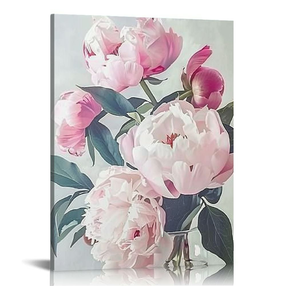 Nawypu Peony Wall Art Pink Flower Canvas Prints Floral Peonies Painting ...