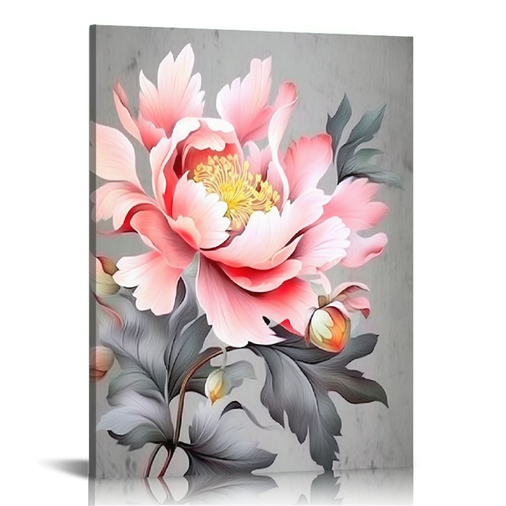 Nawypu Peony Wall Art Pink Flower Canvas Wall Art Prints Floral ...