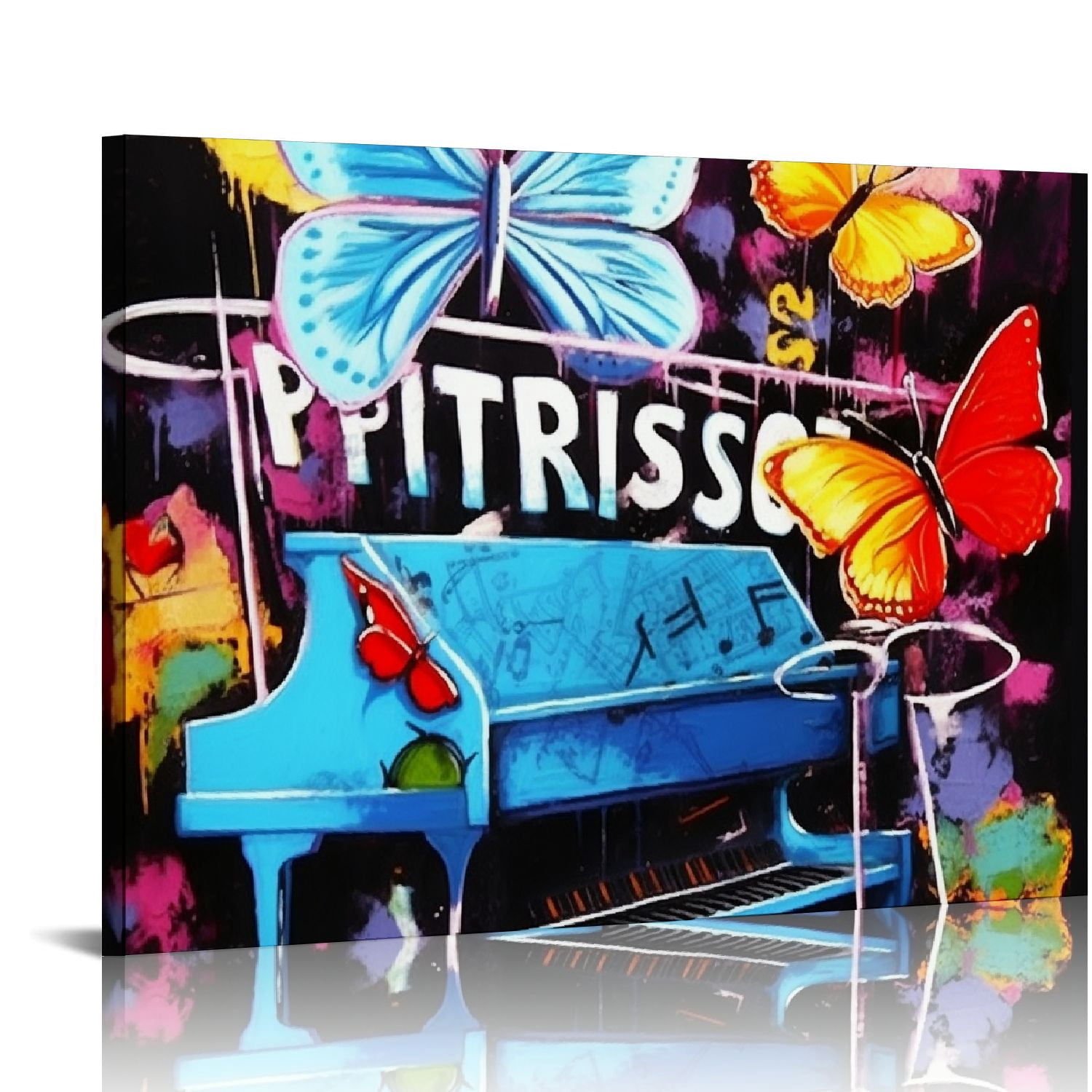 Nawypu Piano Wall Art Decor Graffiti Music Painting Canvas Artwork ...