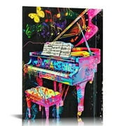 Nawypu  Piano Wall Art Decor Grunge Graffiti Painting Canvas Pictures Artwork Pop Music Poster Art Prints for Home Bedroom Room Decorations