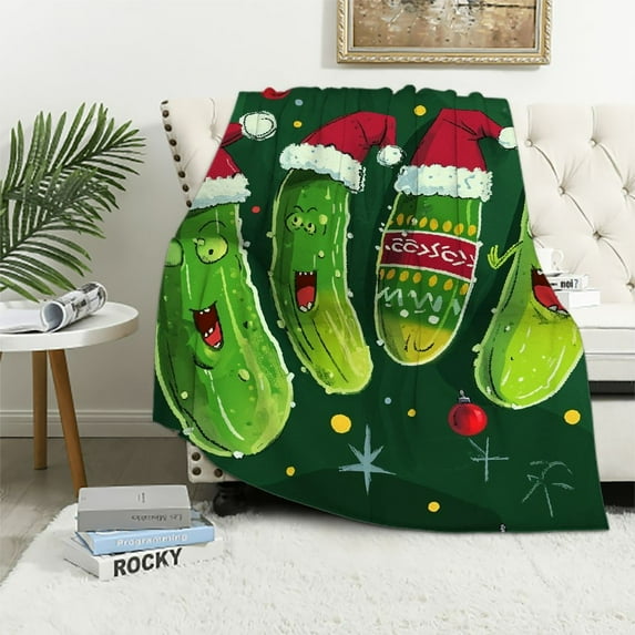 Nawypu Pickle Blanket Funny Pickles Lovers Gift for Boys Men Girls Flannel Women Christmas Throw Blanket Cozy Plush Ultra Soft Fuzzy Party Blankets