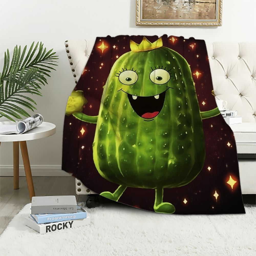 Nawypu Pickles Blanket, Cute Pickle Blanket, Pickle with Pineapple Head