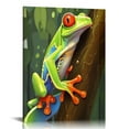 thumbnail image 1 of Nawypu  Picture Decor Red Eyed Tree Frog Poster Decorative Painting Bathroom Decor Living Room Canvas Wall Art Framed, 1 of 4