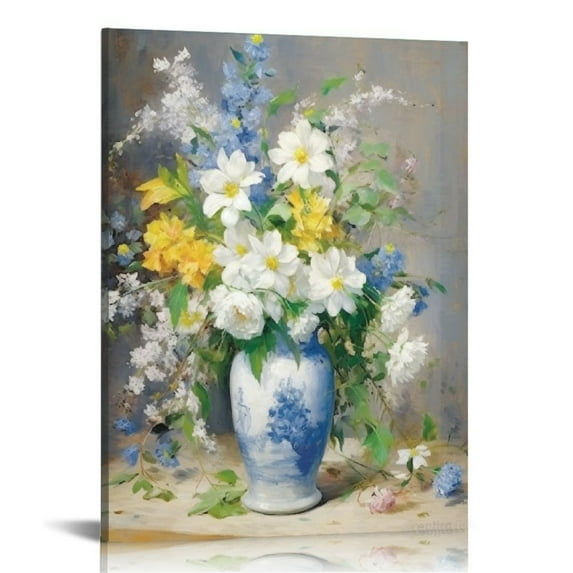 Nawypu Pierre Auguste Renoir Art Print - Spring Bouquet Poster - Vintage Canvas Wall Art - Flower Artwork Impressionist Painting Modern Home Decor for Bedroom Office Kitchen