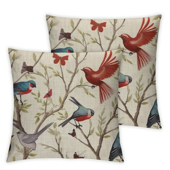 Nawypu Pillow Case Bird Pattern 2pcs Double Sided Decorative Cushion Cover for Sofa Bed Chair Car