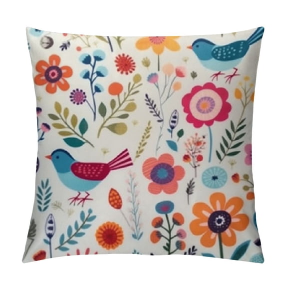TIAOTIAOHOU Pillow Case Flowers Birds Leaves Country Garden Floral Cute Summer Pillow Cover Protector Pillow Sham Standard Pillowcase Zippered