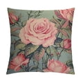 thumbnail image 1 of Nawypu Pillow Case Flower Watercolor Roses Bud Nw Abstract Draw Pattern Pink Floral Vintage Victorian Baroque Drawing Farmhouse Decorative Throw Pillows Covers for Winter Decorations, 1 of 5