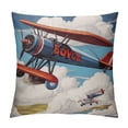 thumbnail image 1 of Nawypu Pillow Covers Biplane Bon Voyage Throw Pillow Covers Square Pillow Case Sofa/Couch Cushion Covers Zipper Pillow Protector for Bedroom Living Room, 1 of 5