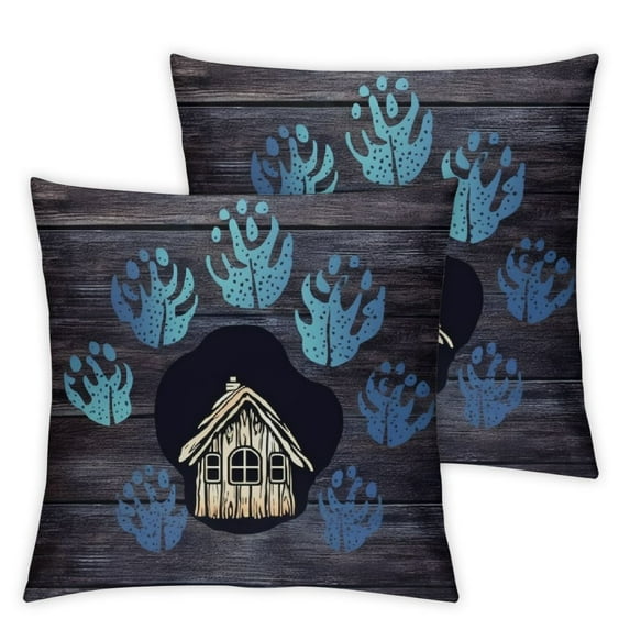 Nawypu Pillow Covers Dog Paw Printed with Rustic Wood Grain Decorative Throw Pillow Cases for Home Sofa Decor 2pc