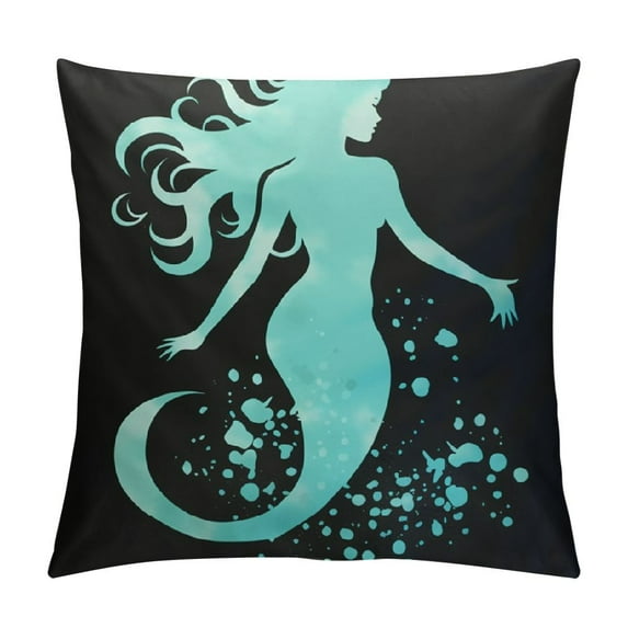 Nawypu Pillow Covers Fantasy Watercolor Blue Mermaid Girl,Decorative Throw Pillow Covers Soft Cushion Covers for Home Couch Living