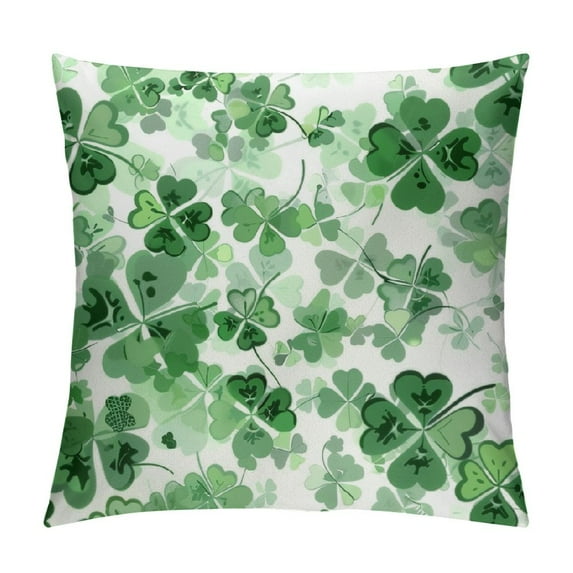 Nawypu Pillow Covers,Square Pillowcase Lucky Clover Shamrocks Soft Solid Cushion Case Decorative for Room Sofa Bedroom Car