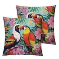 thumbnail image 1 of Nawypu  Pillow Covers Tropical Toucan Parrot Bird Green Palm Leaves with White Hibiscus Flowers 2 Sets,Decorative Throw Pillow Covers Soft Cushion Covers for Home Couch Living, 1 of 6