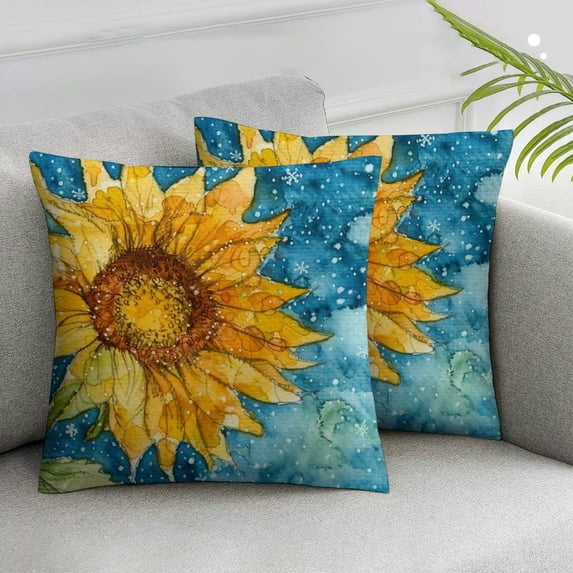 Nawypu Pillowcase Plant Watercolor Painting Sunflower Gift for Wedding Birthday Throw Pillow Covers Super Soft Cushion Cover Sofa Decorative Square Pillowcover