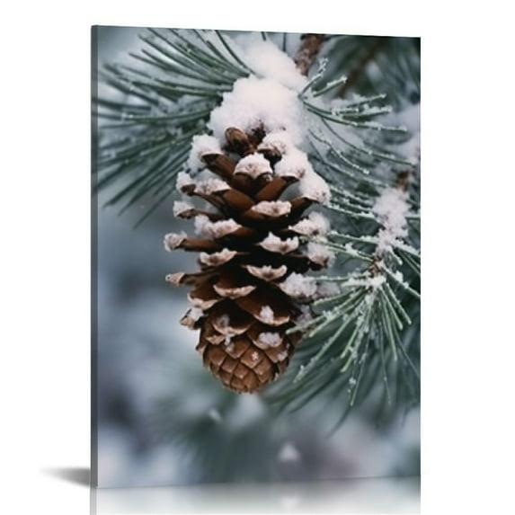 Nawypu Pine Cone Wall Art Canvas Prints Christmas Picture Pine Cone Painting Stretched and Framed Ready to Hang for Holiday Decor