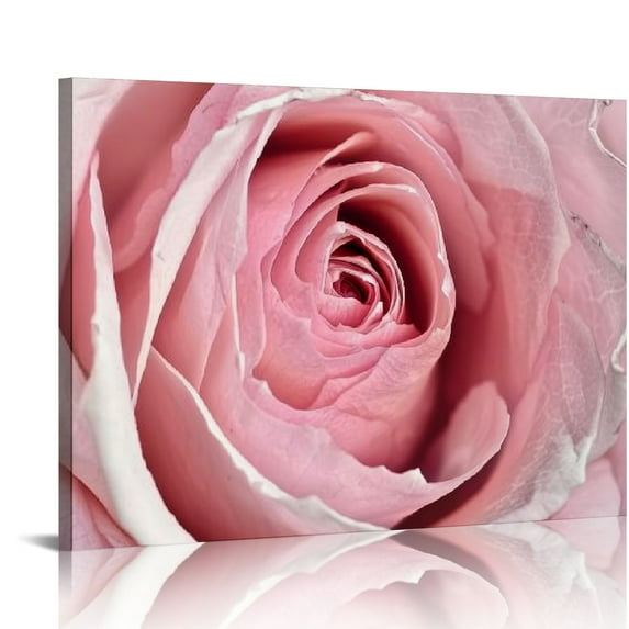 Nawypu Pink Bathroom Decor - Pink Rose Close Up Canvas Wall Art Blush Pink Room Decor Aesthetic Pink Bedroom Decor Pink Artwork for Home Walls Floral Wall Pictures for Bathroom Wrapped