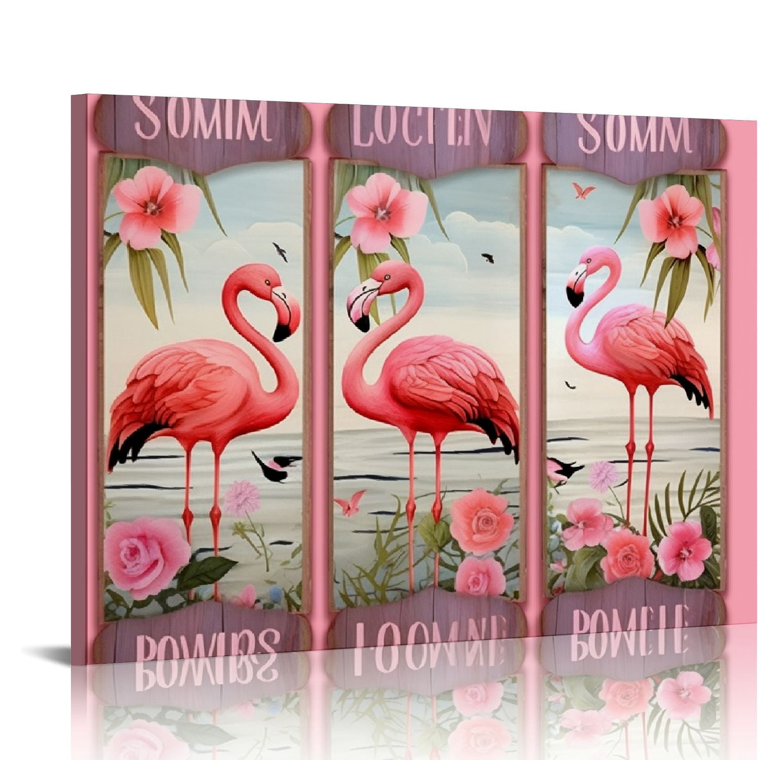Nawypu Pink Flamingo Bathroom Wall Art Farm Flamingo Bathroom Pictures ...