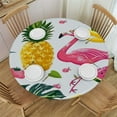 thumbnail image 1 of Nawypu  Pink Flamingo Round Tablecloth ,Tropical Leaves Pineapple Table Cover Circular Table Cloth for Kitchen Decor Dining Room Party Banquet Celebration, 1 of 7