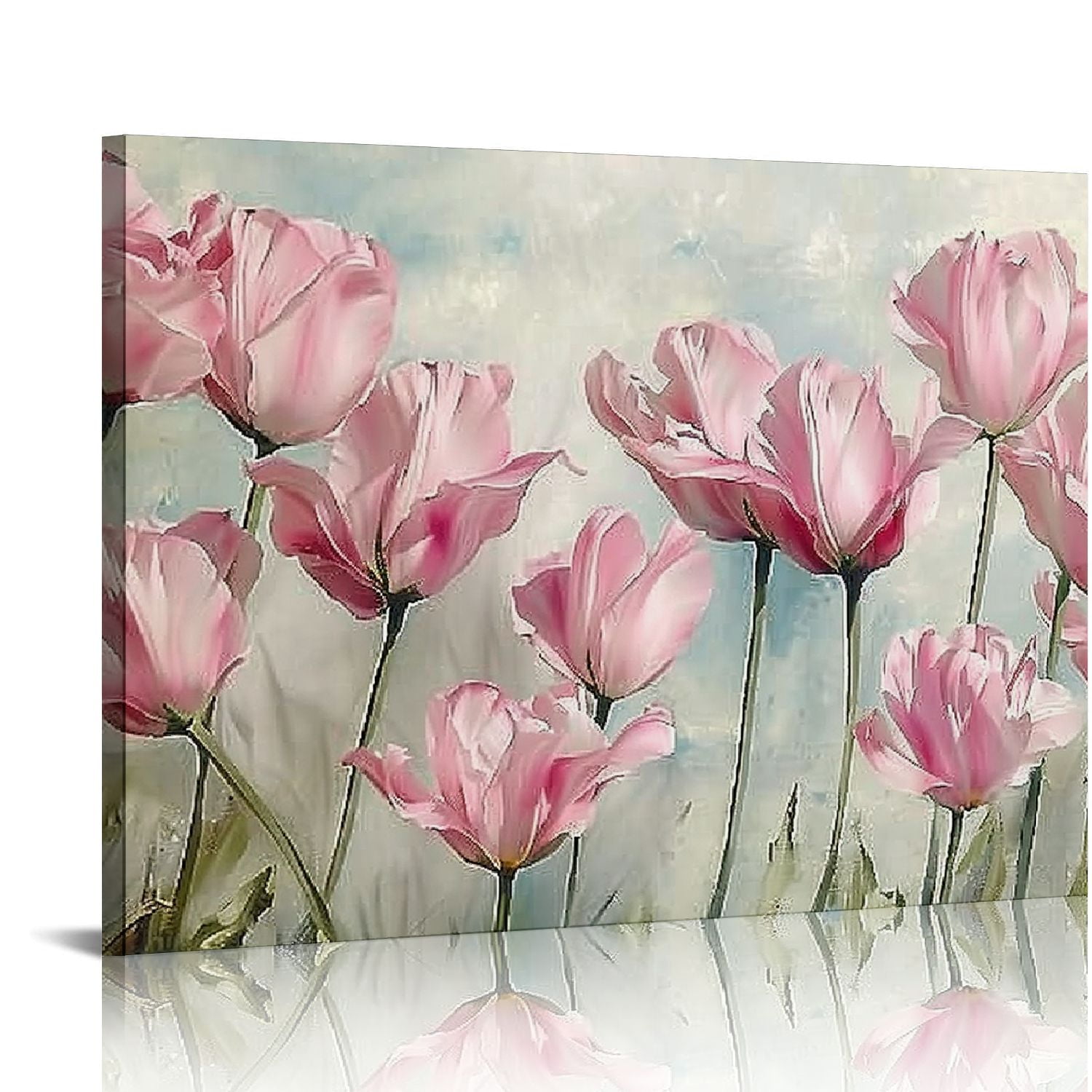 Nawypu Pink Flower Paintings Canvas Wall Art Watercolor Plant Tulip ...