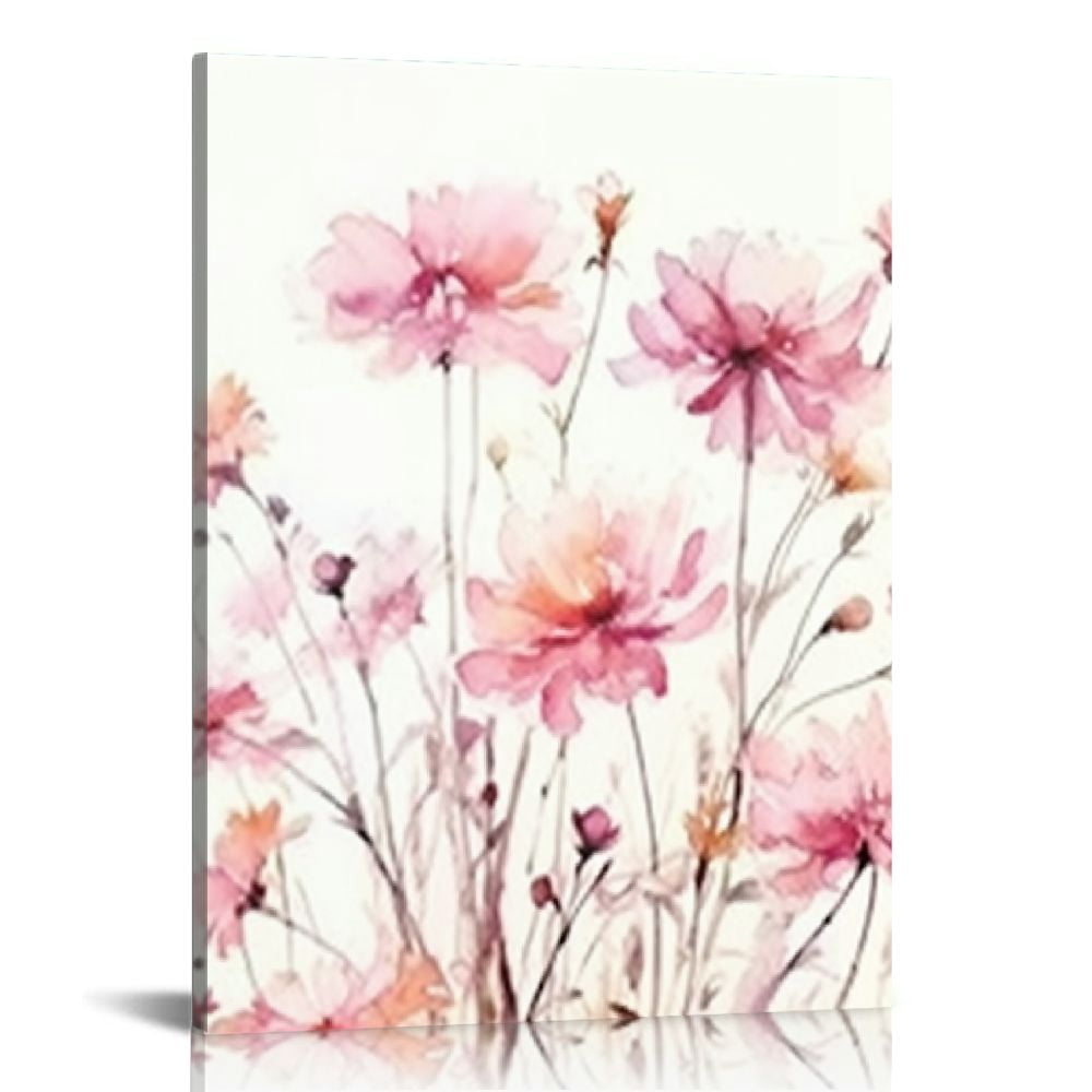 Nawypu Pink Flower Wall Art Bedroom Romantic Floral Wildflower Plants ...