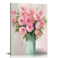 thumbnail image 1 of Nawypu  Pink Flowers Canvas Prints Wall Art Roses in Vase Wall Decor Nature Rustic Woman Home Decor Painting Picture for Bathroom Bedroom Living Room, 1 of 4