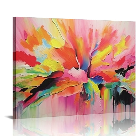 Nawypu Pink Northern Lights Canvas Wall Art Girl Room Abstract Aurora Colorful Borealis Pink Artwork for Modern Living Room Bedroom Sofa Lobby Wall Decor 20x16 inch Framed