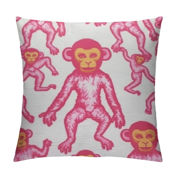 Nawypu Pink Rabbit Monkeys Rectangular Throw Pillow Cover Preppy Aesthetic Decor Pillow Case Animal Print Funky Lumbar Cushion Case for Home Dorm College Decor Living Room Sofa Couch Bedroom Car