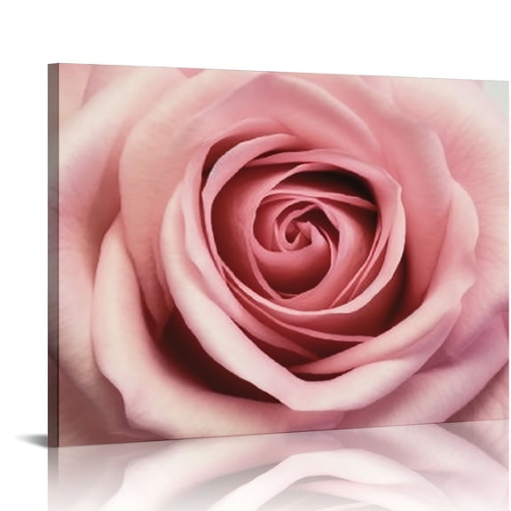 Nawypu Pink Rose Close Up Canvas Wall Art Blush Pink Room Decor Misty Pink Floral Wall Paintings for Living Room Girls Bedroom Home Office Decor Modern Framed Artwork Women Gifts