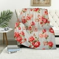 thumbnail image 1 of Nawypu  Pink Rose Throw Blanket Botanical Floral Printed Blanket Super Soft Flannel Throw Blanket Lightweight Fluffy Plush Fuzzy Bed Blanket for Bedding Sofa and Travel, 1 of 6