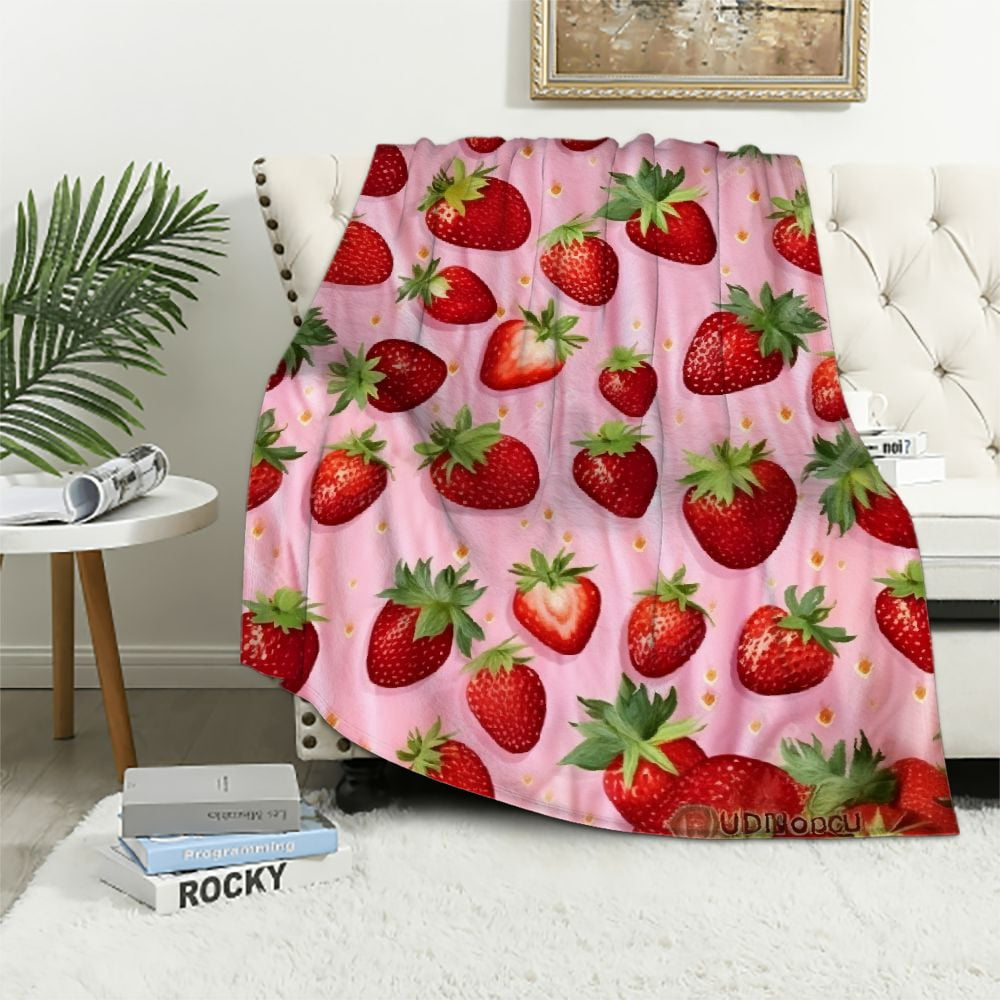 CozyChic® Strawberry Stroller Blanket, Pink Sand Multi main image 0