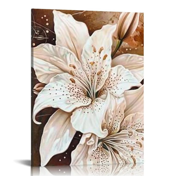 Nawypu Pink Wall Decor for Bedroom, Abstract Lily Flower Wall Art, Canvas Print Pictures for Living Room Wall Decoration