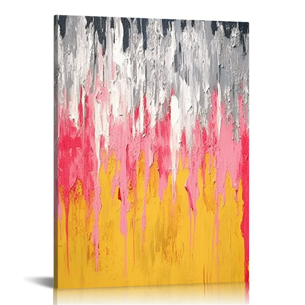 Nawypu Pink and Gold Abstract Canvas Wall Art Modern Gold Foil Artwork ...