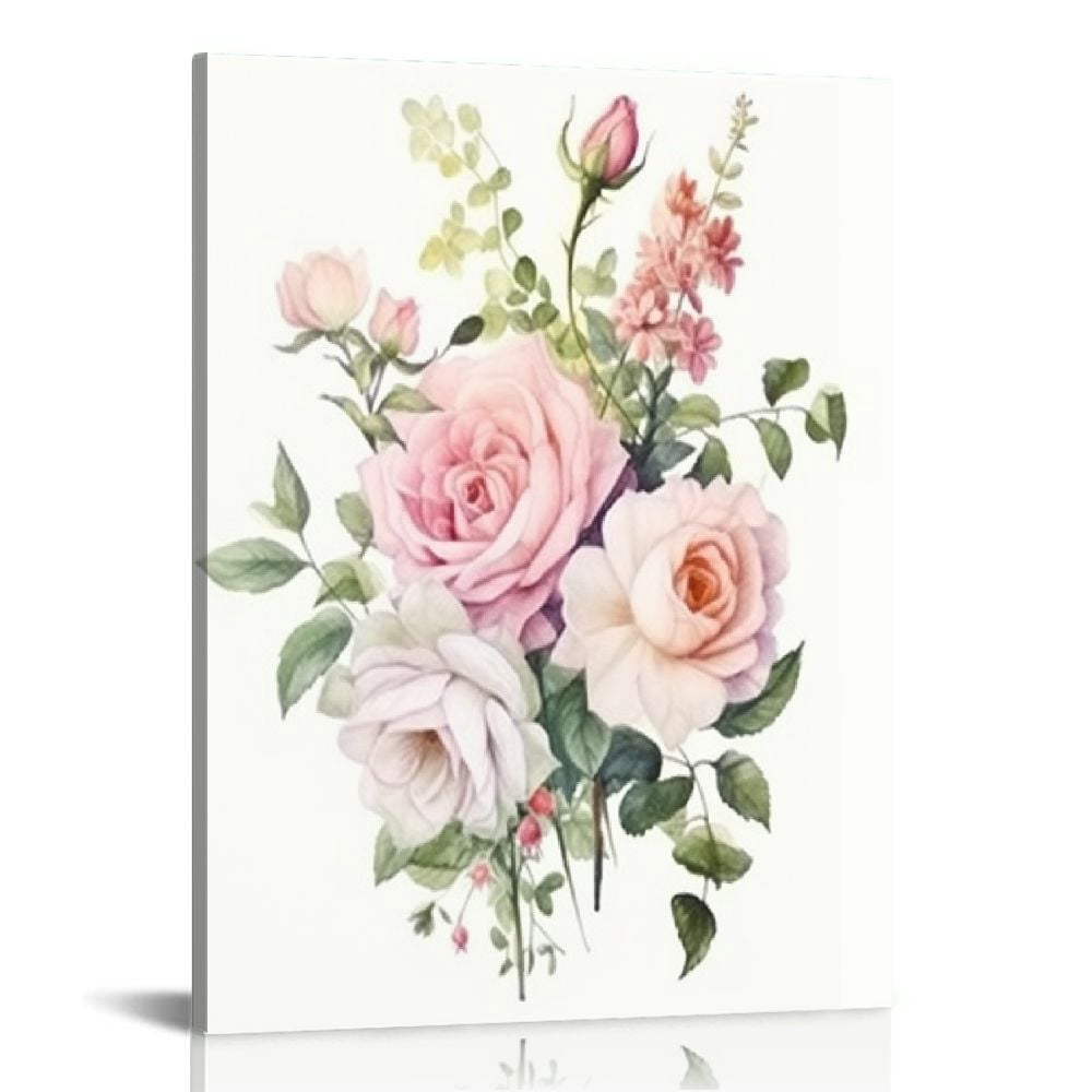 Nawypu - Pink rose Canvas Painting Flower Wall Art,Modern Wall Decor ...