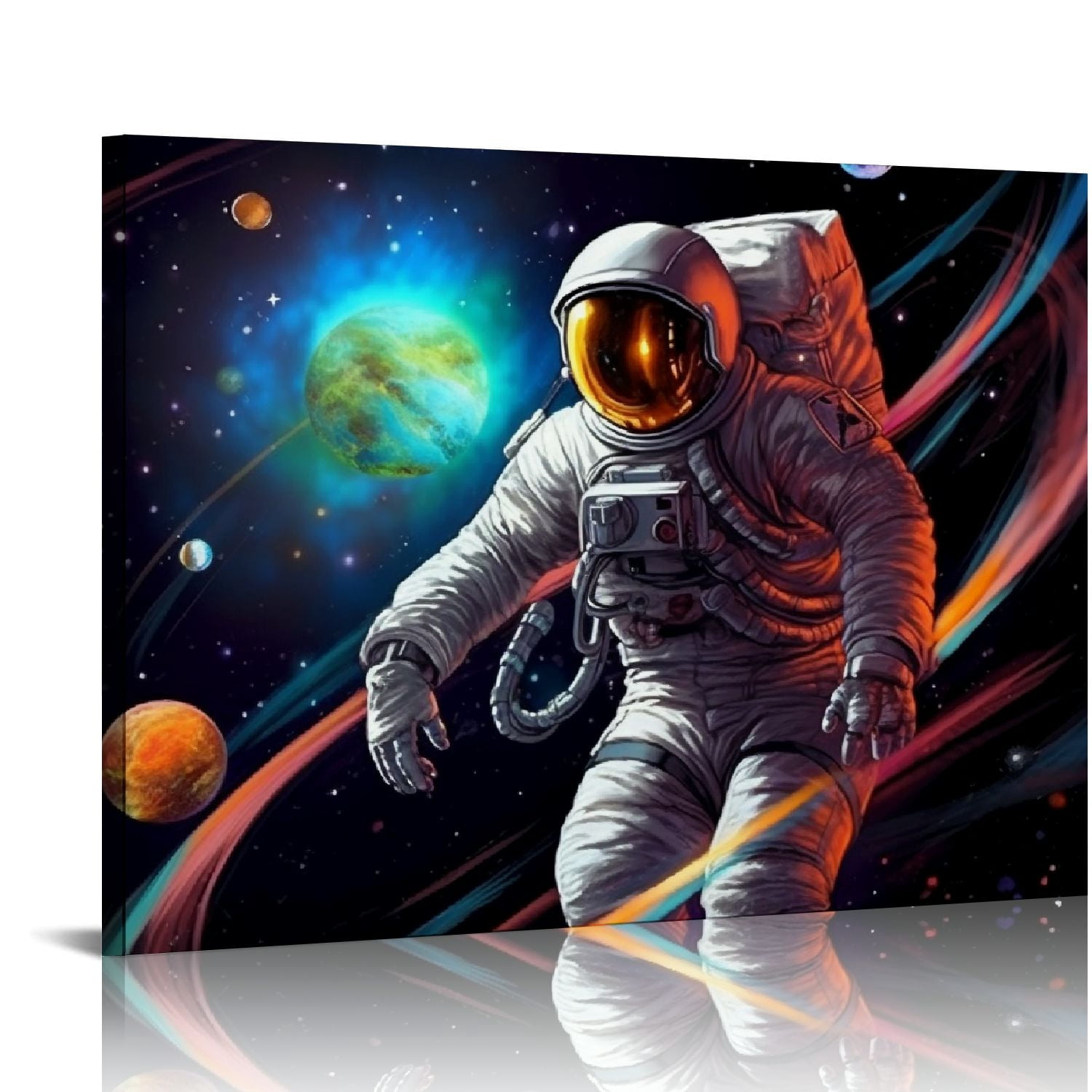 Nawypu Planet Astronaut Canvas Wall Art,outer Space Wall Decor For Boys ...