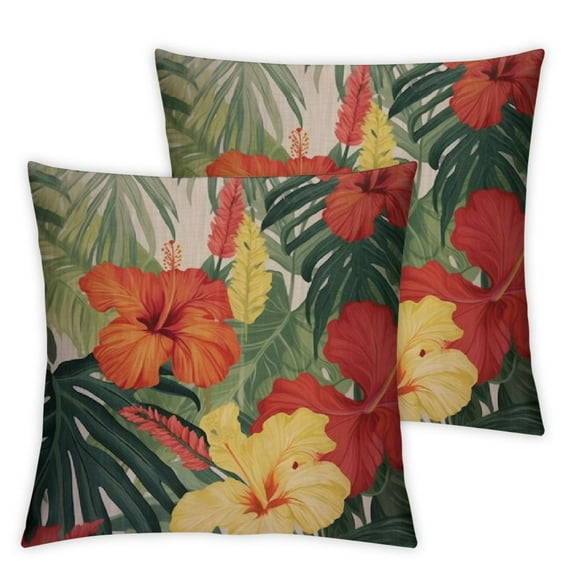 Nawypu Plant Pillowcase Leaf Floral Foliage Palm Tropical Jungle Nature Palm Exotic Botanical Throw Pillow Cover Cushion Decorative for Living Room Outdoor 2pc 24x24in