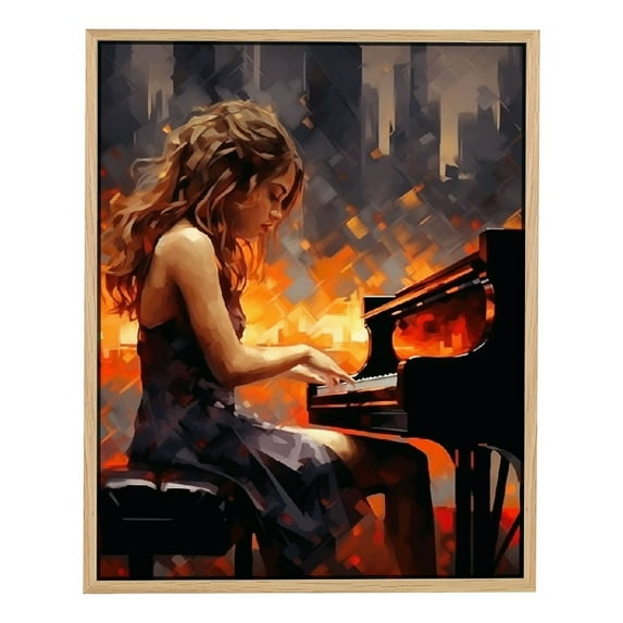 Nawypu Play Piano Young Women Piano Room Abstract Portraits Poster Modern Canvas Wall Art Decor Aesthetic Poster Home Living Room Bedroom Bathroom Wall Room Decor Gift