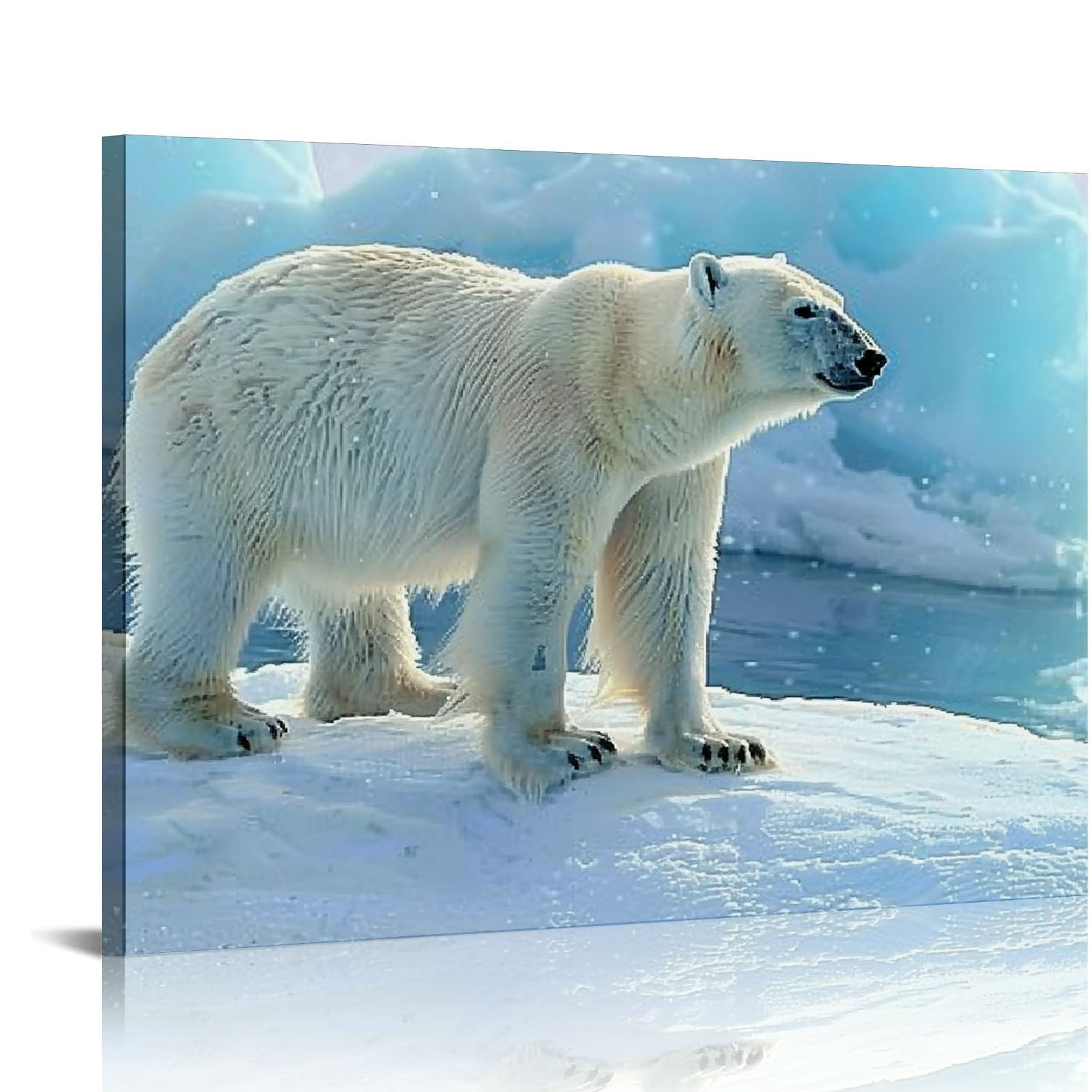 Nawypu Polar Bear Canvas Wall Art Iceberg and Arctic Animals Painting