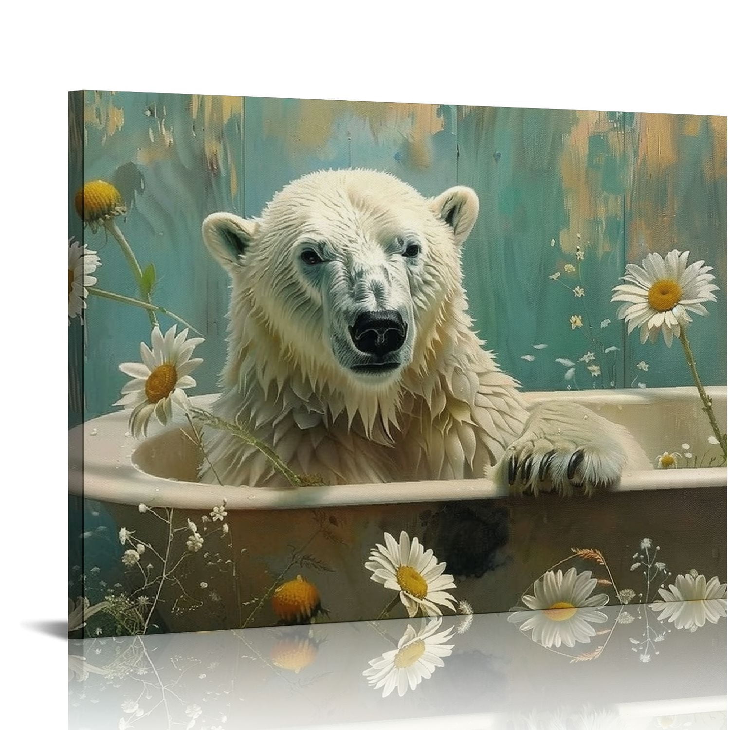 Nawypu Polar Bear Vintage Tub Canvas Wall Art - Walmart.com