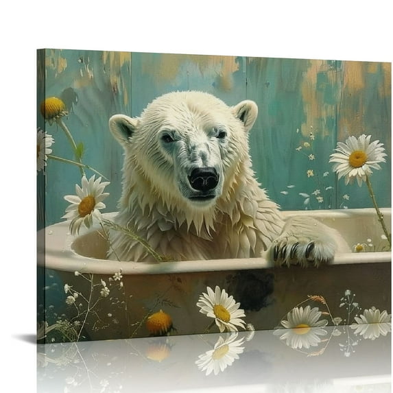 Nawypu  Polar Bear Vintage Tub Canvas Wall Art